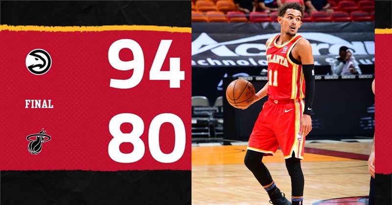 美國職籃NBA亞特蘭大老鷹的楊恩2日在比賽末節一度獨拿13分。(圖取自twitter.com/ATLHawks)