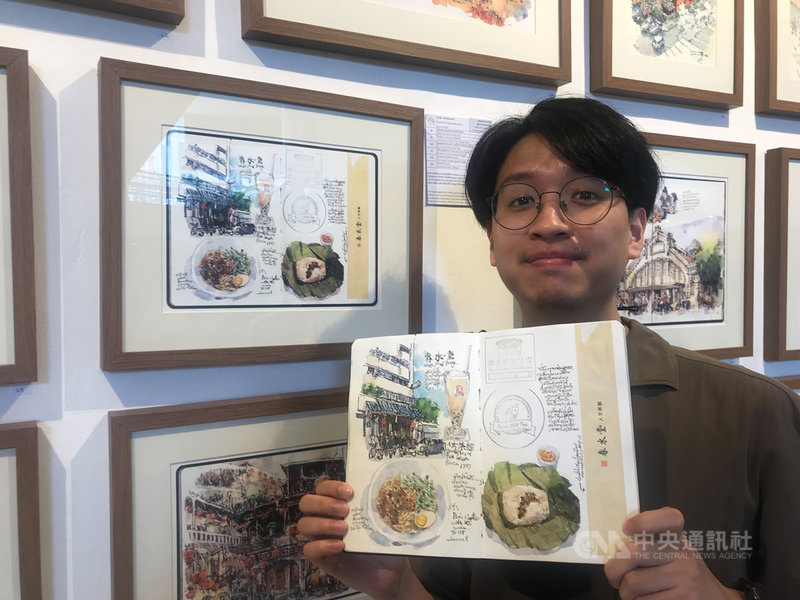 泰國插畫家蘇帕猜(Suppachai Vongnoppadondacha)2018年造訪台灣,對台灣食物印象深刻,因此手繪了許多台灣的食物。中央社記者呂欣憓曼谷攝 110年3月5日