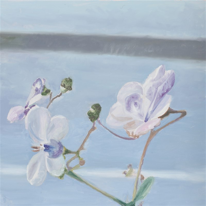 藝術家鄭君殿6日起將推出個展「時間的玫瑰」,所展出的系列作品「蘭花(2019-2020)」,畫面基礎來自於他在東柏林的旅行。(鄭君殿工作室提供)中央社 110年3月5日