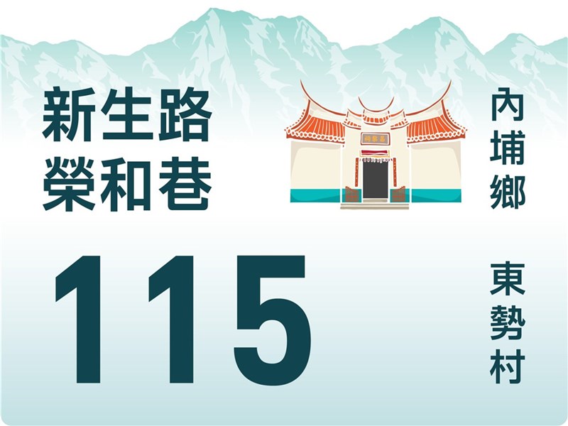 屏東縣政府進行創意特色門牌汰換,今年特色門牌由旅美設計師江孟芝設計,結合知名景點、農漁特產等地方特色。(屏東縣政府提供)中央社記者郭芷瑄傳真 110年3月8日