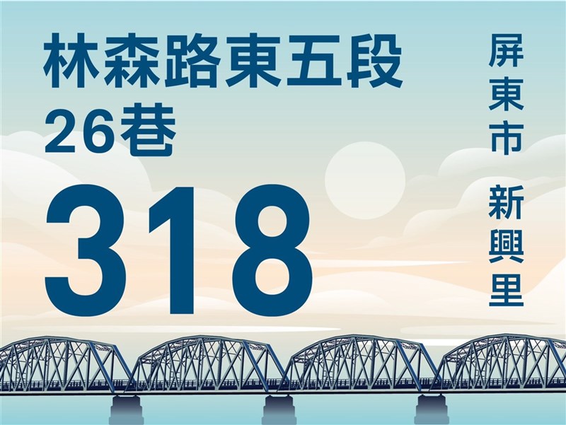 屏東縣政府為提升城市美學、在地文化認同及推展觀光,進行全縣創意特色門牌汰換,屏東市特色門牌8日經民代和里長票選出爐,由高屏舊鐵橋意象獲選。(屏東縣政府提供)中央社記者郭芷瑄傳真 110年3月8日