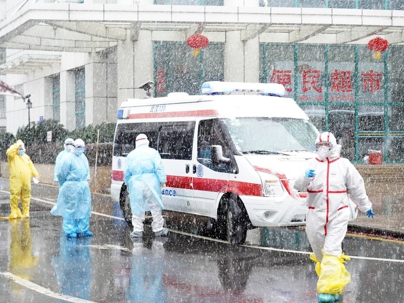 COVID-19疫情源頭待查,美國最新研究直指病毒出自中國湖北省。圖為武漢協和醫院去年2月15日收治武漢肺炎患者。(中新社)