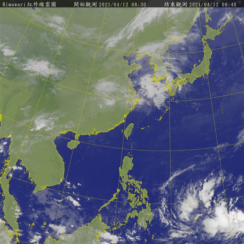 氣象專家吳德榮12日表示,關島南方海面的熱帶雲簇預估路徑是在台灣東側向北大迴轉,對台不構成威脅,也無法紓解乾旱。(圖取自中央氣象局網頁cwb.gov.tw)
