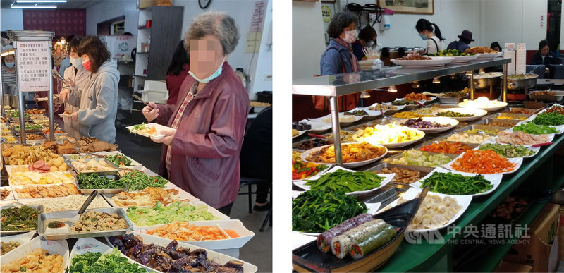 許多消費者會在自助餐廳內用餐,消基會14日公布自助餐廳衛生防疫措施調查並新增用餐有無隔板項目,結果僅6%的自助餐廳有設,且僅有8%的自助餐廳有入內量體溫措施。(消基會提供)中央社記者吳欣紜傳真 110年4月14日