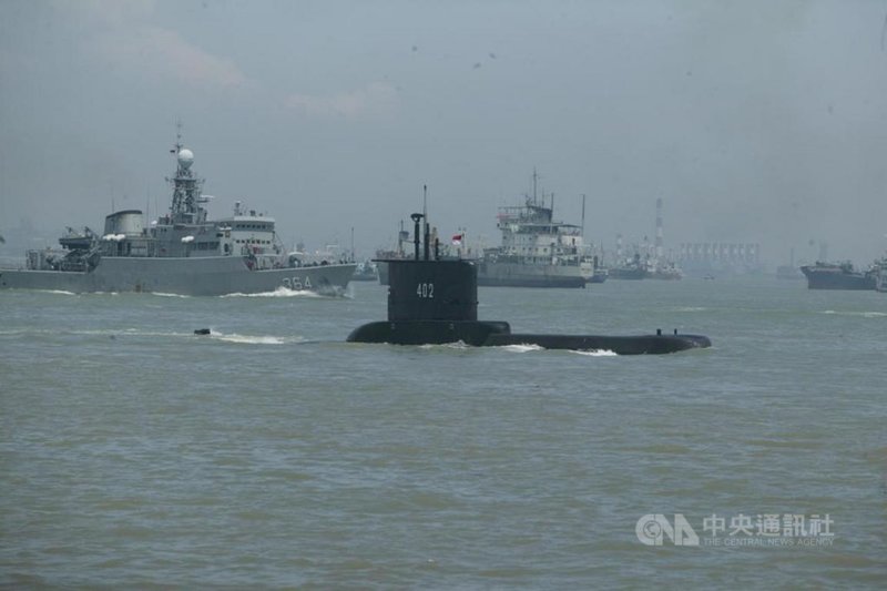 印尼編號KRI Nanggala-402的潛艦21日清晨失聯,潛艦上有53人。(印尼國軍提供)中央社記者石秀娟雅加達傳真 110年4月21日