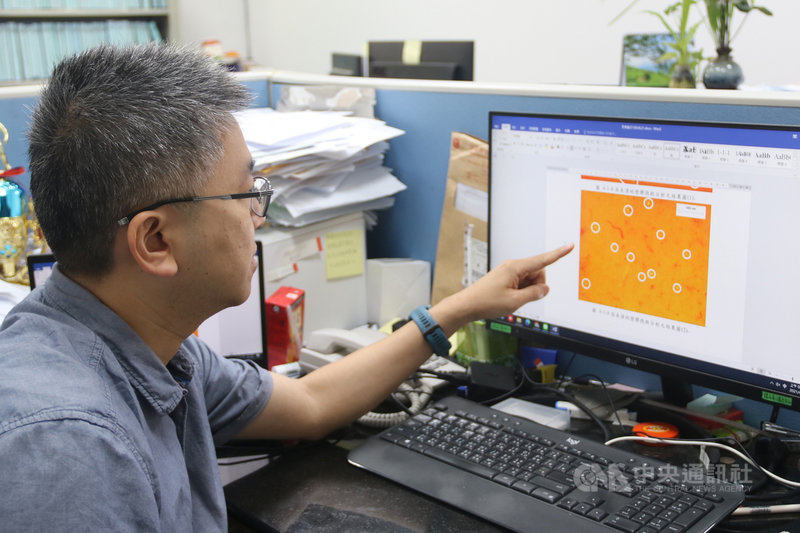 弘光科技大學環境與安全衛生工程系針對中部沿海調查,了解附近海域是否受塑膠微粒污染,副教授溫志中發現「塑膠微粒會隨著水流、不同季節、風向及潮汐作用下,沿岸影響可能達30公里,離岸範圍也可達到10公里。」中央社記者趙麗妍攝 110年4月22日