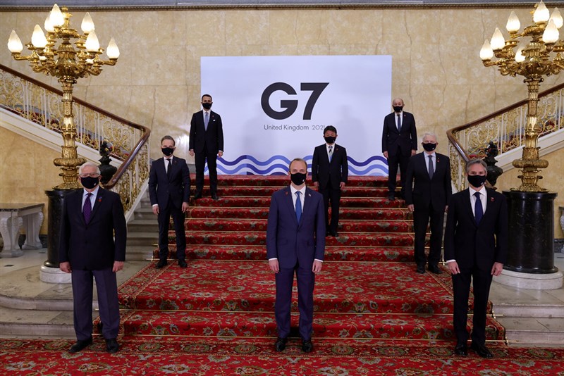 七大工業國集團(G7)的外長4日開會討論如何成立共同陣線,以因應愈來愈獨斷的中國。(圖取自twitter.com/G7)