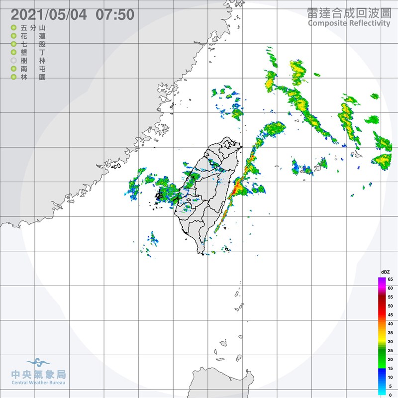 氣象專家吳德榮指出,4日各地雲層將逐漸減少,5日與8日分別有2波梅雨鋒面但結構都不強,對水庫有多少貢獻需再觀察。(圖取自中央氣象局網頁cwb.gov.tw)