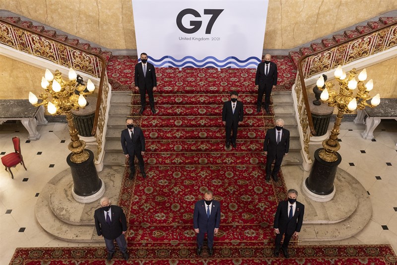 七大工業國集團(G7)外長5日在倫敦舉行會議,公報提及重視台灣海峽和平及穩定的重要性。(圖取自twitter.com/g7)