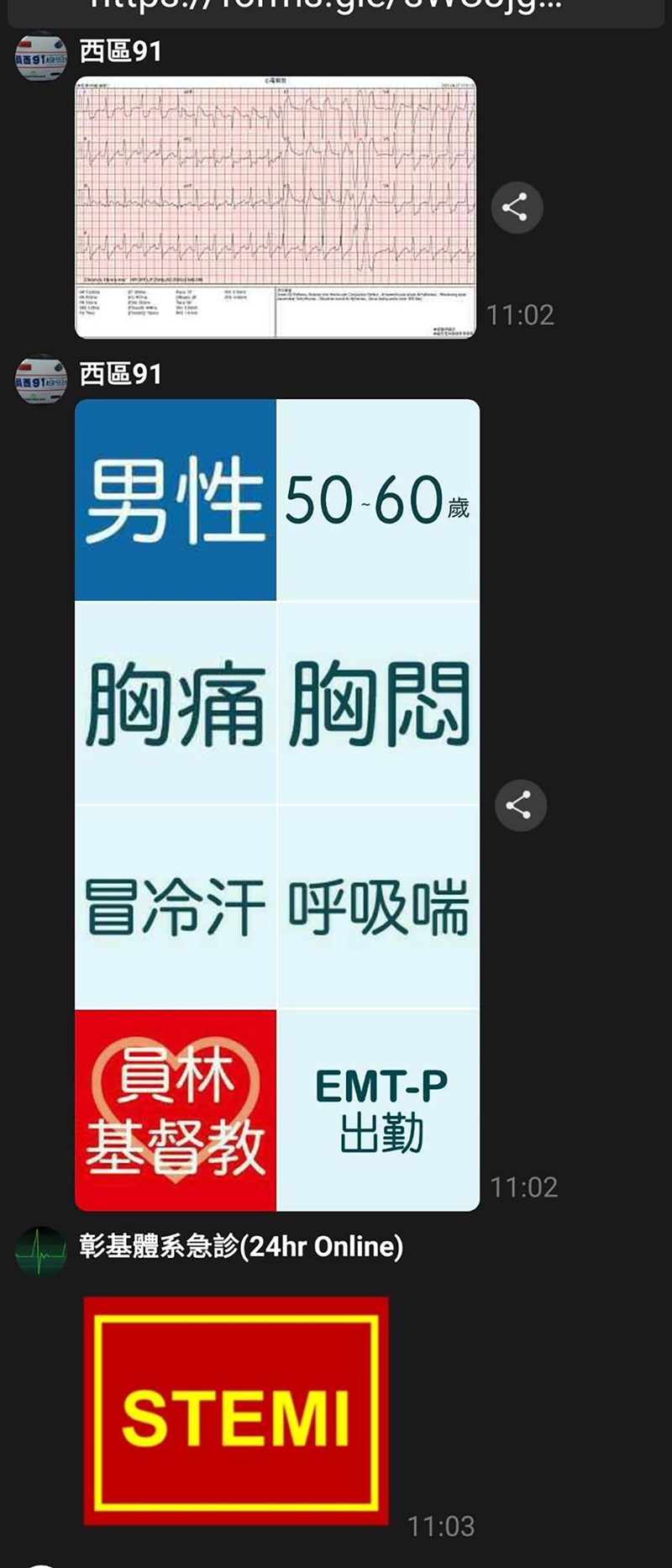彰化縣是全台第一個達到全縣救護車配備無線傳輸12導程心電圖機的縣市,並全國首創使用統一格式LINE自創貼圖供救護員與急救醫院溝通,創新作法登上國際知名的急救期刊「復甦」(Resuscitation)。(彰化縣消防局提供)