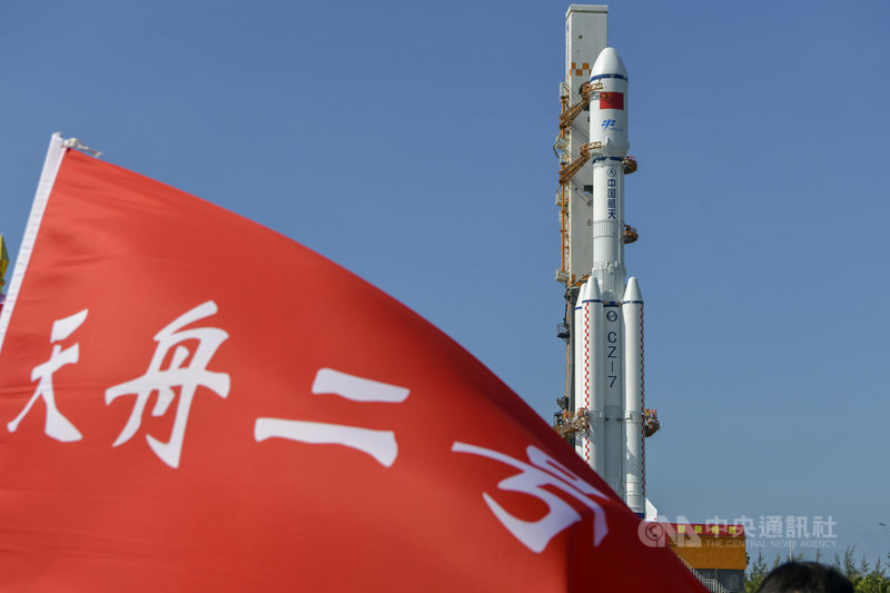 中國原定20日凌晨1時許,發射天舟2號貨運飛船,但官方之後宣布,因技術原因推遲發射。(中新社提供)中央社 110年5月20日