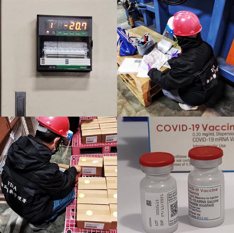 首批15萬劑莫德納疫苗28日抵台,行政院長蘇貞昌貼出衛福部食藥署及相關同仁在零下20度倉儲的作業照片,向他們表感謝,並請民眾體諒所有防疫人員的辛苦。(圖取自facebook.com/gogogoeball)