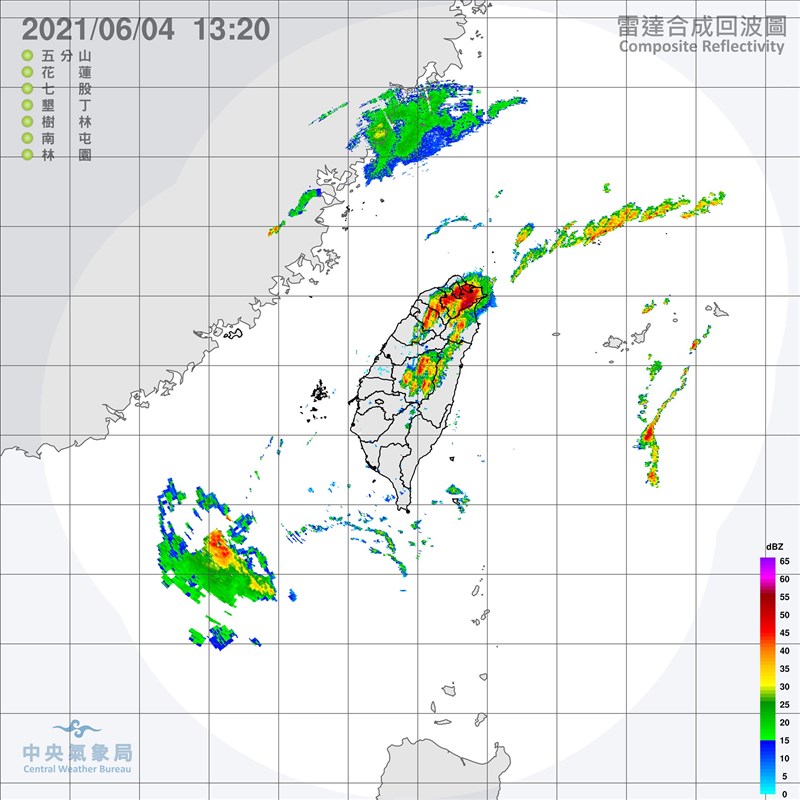 氣象局4日發布大雨及豪雨特報,北北基、南投縣、雲林縣、嘉義縣應防豪雨。(圖取自中央氣象局網頁cwb.gov.tw)
