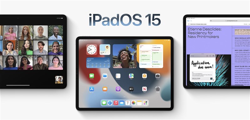 iPadOS 15為iPad加入更直覺的多工處理體驗，也讓「分割顯示」和「滑動置前」等功能更容易使用。（圖取自蘋果公司網頁apple.com）