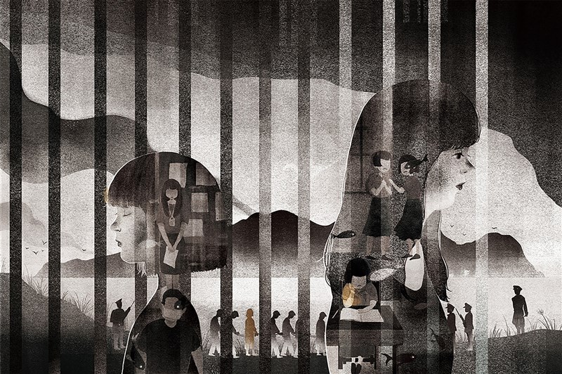 台灣插畫家吳雅怡以台灣白色恐怖主題創作作品See you on the other side,以較為詩意、超現實手法呈 現受難者故事,獲得美國3X3插畫比賽銀獎肯定。 (吳雅怡提供) 中央社記者邱祖胤傳真 110年6月10日