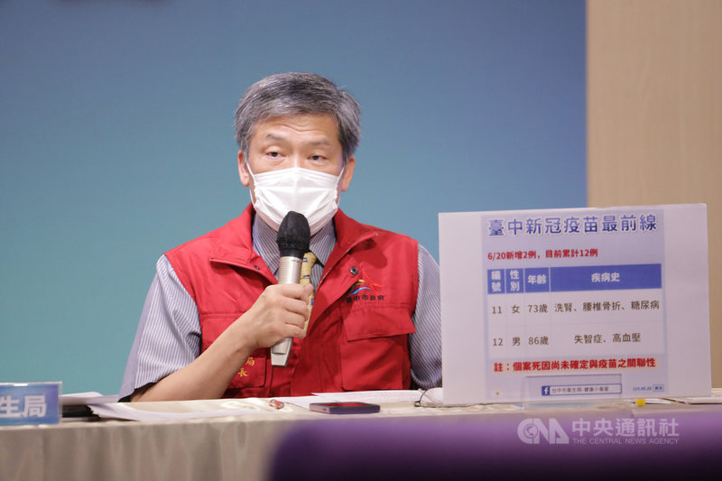 台中市衛生局長曾梓展(圖)20日表示,台中地區新增2例疑似施打疫苗後死亡案例,累計已向中央通報12例死亡個案,將由中央判定與施打疫苗是否有關聯性。(台中市政府提供)中央社記者郝雪卿傳真 110年6月20日
