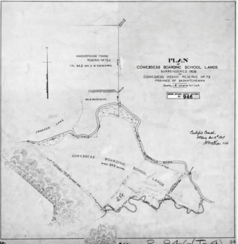 加拿大原住民團體發現一座寄宿學校遺址裡,居然有數以百計的無名塚。圖為該寄宿學校附近區域的地圖。(路透社)