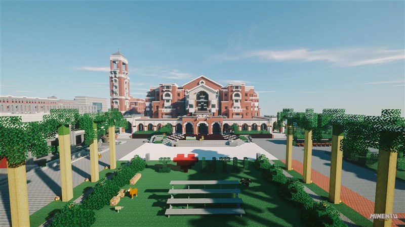 台大學生組成的麥塊團隊,打造虛擬校園,帶領畢業生和校友線上進行校園巡禮。(台大麥塊團隊提供)中央社記者許秩維傳真 110年6月30日