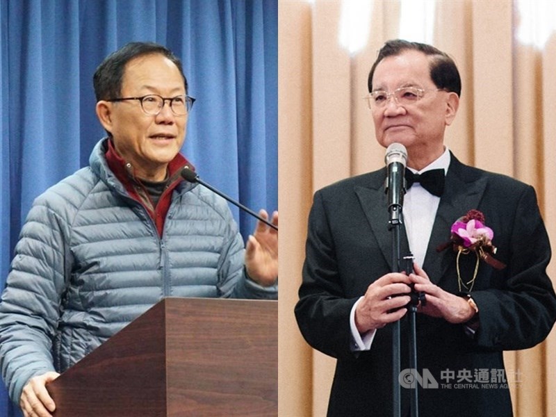 台北市振興醫院違規替連戰(右)夫婦及8名志工施打武漢肺炎疫苗,另替前立委丁守中(左)打疫苗引發爭議。士林地檢署30日表示已立案偵辦。(中央社檔案照片)