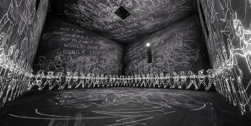 藝術家黃心健的VR作品「記憶的門戶」,22日將在西班牙L.E.V.數位藝術節登場。圖為其中一支影片「沙中房間」。(文化部提供)中央社記者邱祖胤傳真 110年7月20日