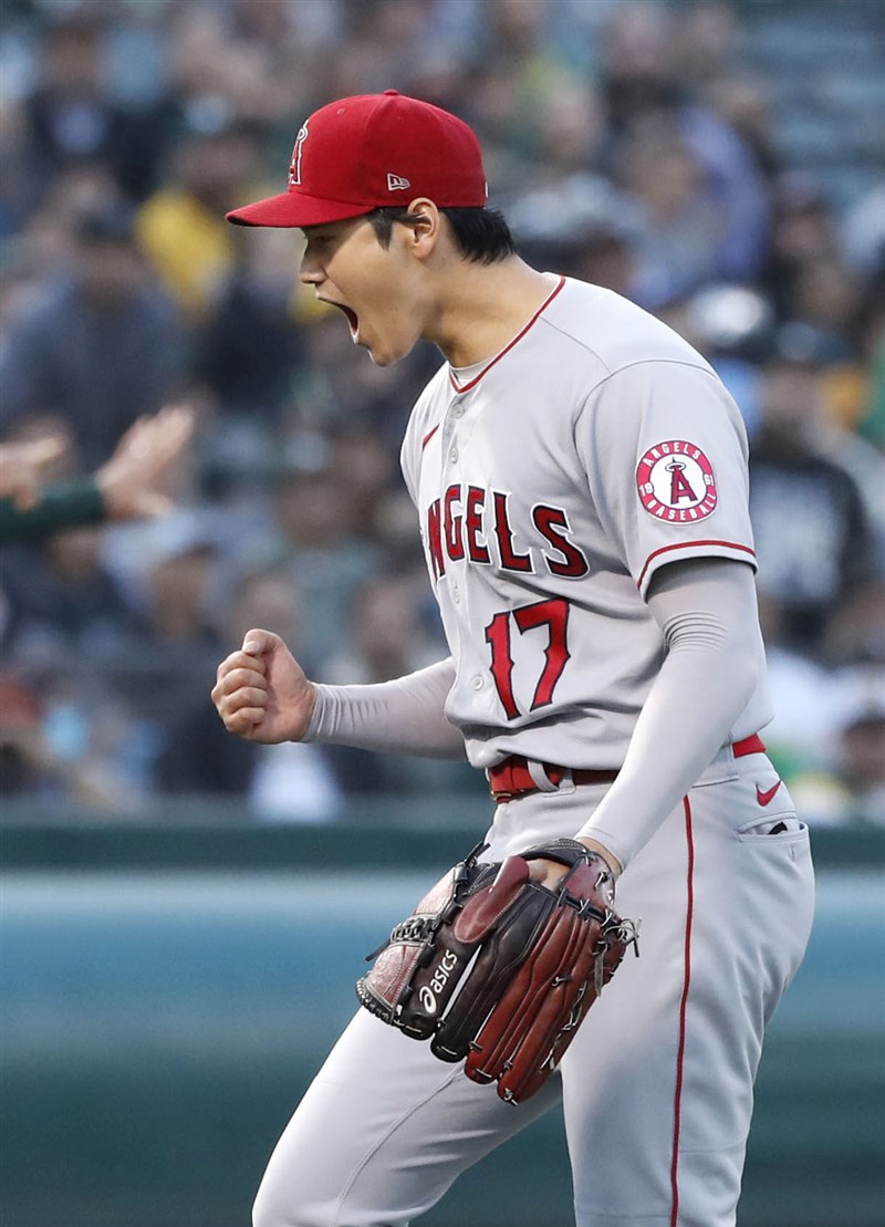 大谷翔平19日先發投6局,送出8次三振,僅1個保送,被擊出3支零星安打,沒有丟掉任何分數,防禦率降到3.21。(共同社)
