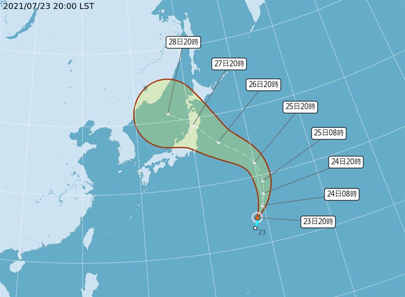 颱風尼伯特預測可能會往日本前進。(圖取自中央氣象局網頁cwb.gov.tw)