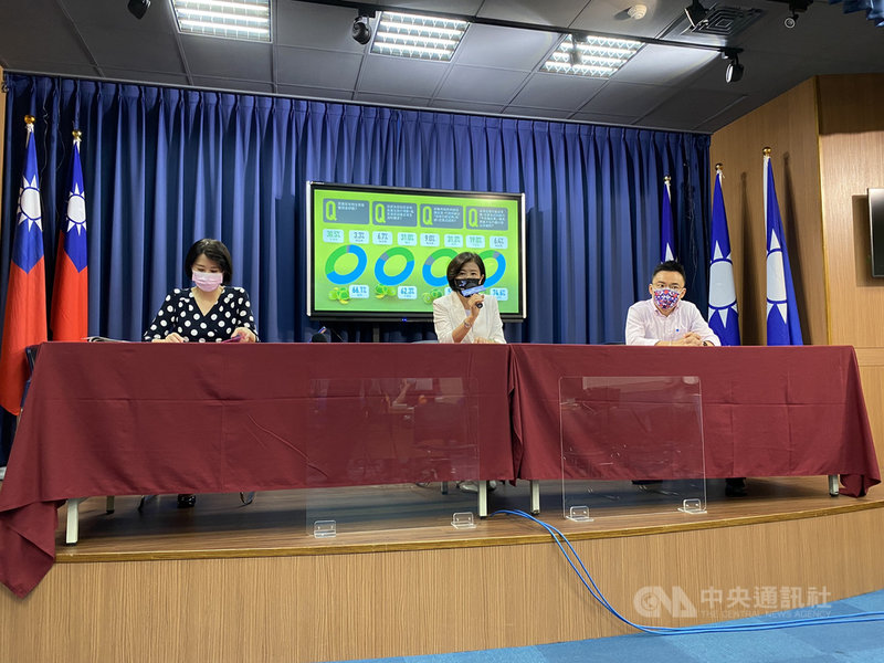 國民黨30日召開記者會公布最新民調,有66.1%民眾支持普發現金紓困,30.5%不支持。中央社記者劉冠廷攝 110年7月30日