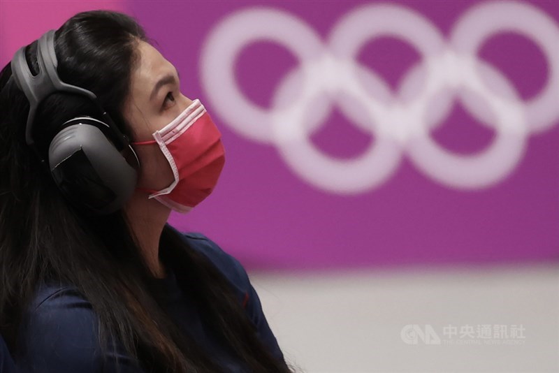 東京奧運射擊項目女子25公尺手槍30日進行決賽,台灣射擊好手田家榛前4輪僅射出10發,第1個遭淘汰,排名第8。中央社記者吳家昇攝 110年7月30日