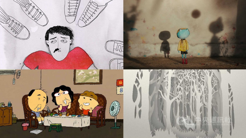 台中國際動畫影展(TIAF)30日公布入圍名單,共有69 部作品入選,其中包含All Those Sensations in My Belly(左上)、A Stone in the Shoe(右上)、「轉啊」(左下)及「蘊‧孕」(右下)。(台中國際動畫影展提供)中央社記者王心妤傳真 110年7月30日