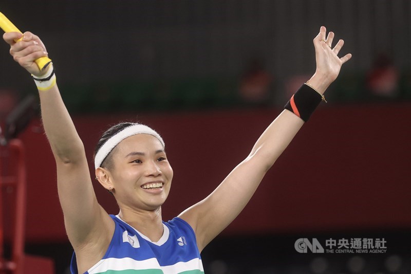 世界羽球球后戴資穎(圖)代表台灣出征東京奧運,31 日晚間在女單4強戰中遭遇印度名將辛度,戴資穎終場以直落二奪勝,以2比0收下金牌戰門票。中央社記者吳家昇攝 110年7月31日