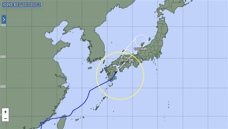 颱風盧碧8日晚間登陸日本九州地方,可能為九州部分地方帶來猛烈降雨。(圖取自日本氣象廳網頁www.jma.go.jp)