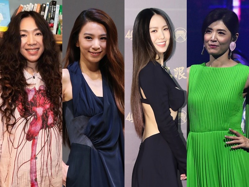 歌手萬芳(左)、田馥甄(左2)、孫盛希(左3)、蘇慧倫(左4)、巴奈、譚維維角逐第32屆金曲獎最佳華語女歌手獎。(左圖取自facebook.com/iamOneFang,左2至左4為中央社檔案照片)