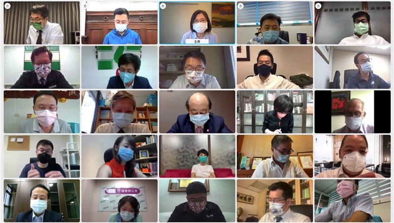民進黨1日召開中常會,因應防疫,採線上視訊會議。(民進黨提供)中央社記者葉素萍傳真 110年9月1日