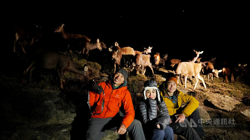 行腳節目「上山下海過一夜」團隊成功捕捉中央山脈上的大群台灣水鹿及其棲息地,留下珍貴畫面。(三立提供)中央社記者葉冠吟傳真 110年9月7日