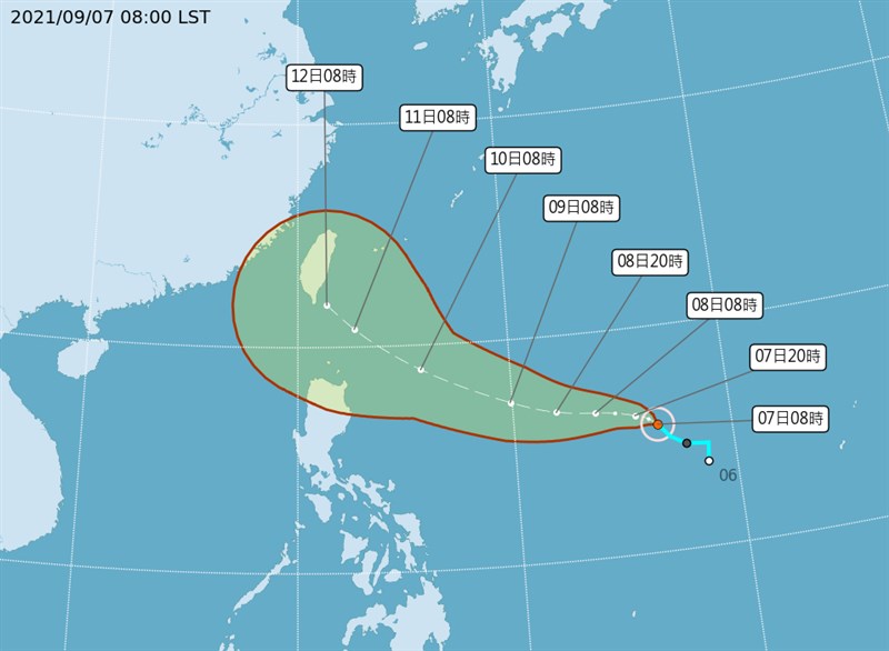 輕颱璨樹7日生成。(圖取自中央氣象局網頁cwb.gov.tw)