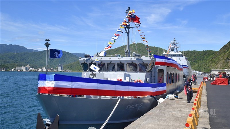 海軍塔江艦成軍暨快速布雷艇交艇典禮,9日在蘇澳中正基地舉行。圖為新型快速布雷艇。中央社記者王飛華攝 110年9月9日