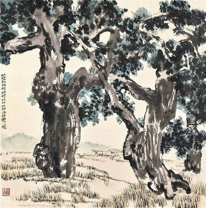 香港蘇富比中國書畫秋季拍賣將於10月11日舉行,前德國外交官陶德曼所藏書畫也將首度公開,圖為畫家徐悲鴻作品「古柏森然」。(蘇富比提供)中央社記者王寶兒傳真 110年9月13日