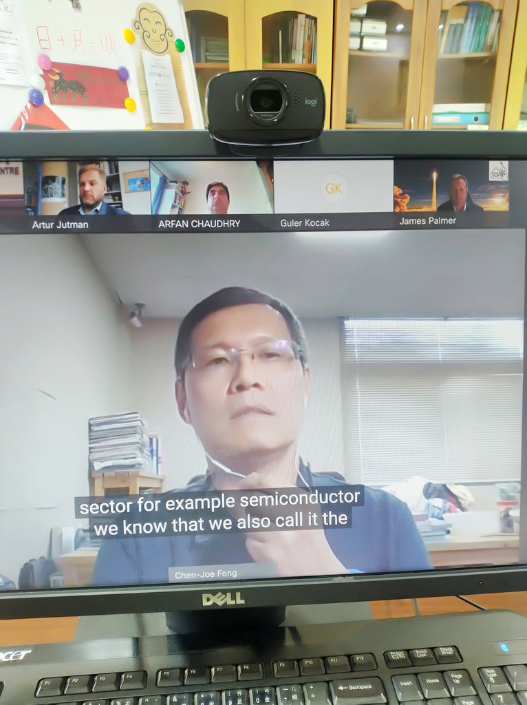 國家太空中心(NSPO)福衛三號總計畫主持人方振洲代表台灣出席印度太空會議暨博覽會15日場次的視訊會議。(駐印度代表處科技組提供)中央社記者林行健新德里傳真 110年9月15日