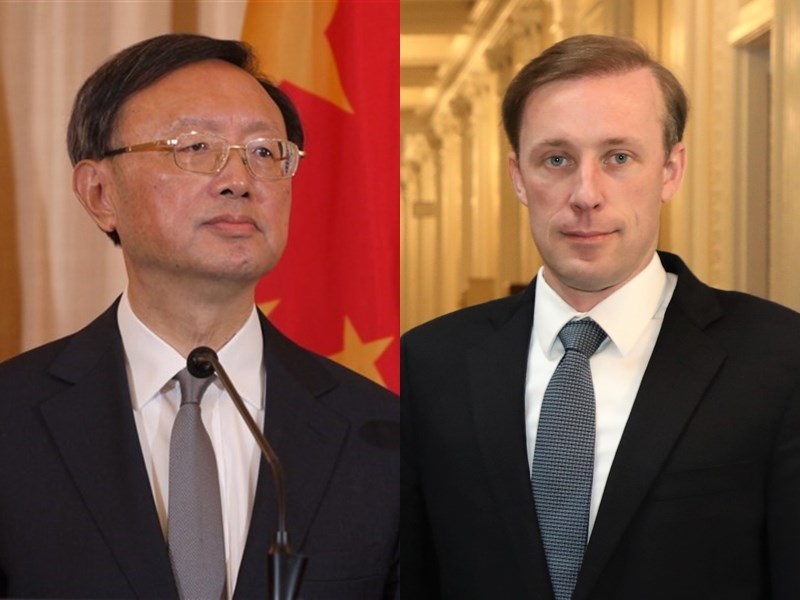 白宮國安顧問蘇利文(右)本週將在瑞士蘇黎世與中共中央外事工作委員會辦公室主任楊潔篪(左)會晤。(右圖為中央社檔案照片,左圖取自twitter.com/JakeSullivan46)