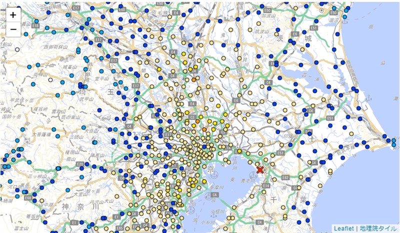 日本關東地區發生規模6.1強震，震央位於千葉縣西北部。（圖取自日本氣象廳網頁jma.go.jp）