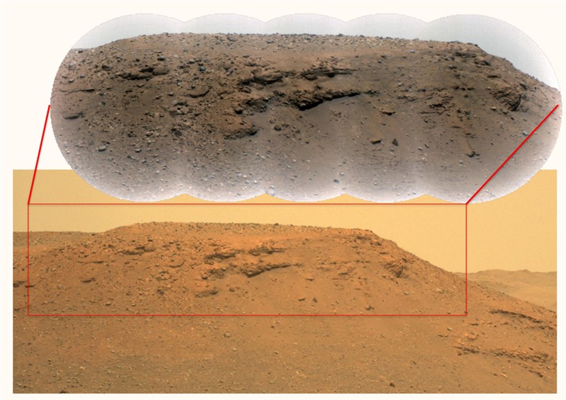 NASA團隊分析火星探測車「毅力號」拍攝峭壁的高解析影像,這些峭壁過去曾是三角洲的堤岸。(圖取自NASA網頁nasa.gov)