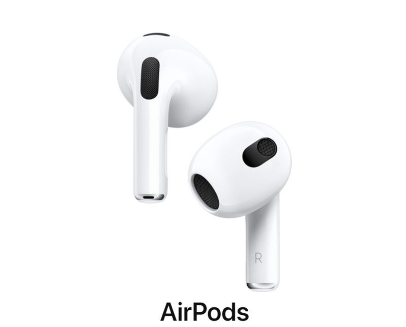 蘋果公司19日推出AirPods 3,具備更長的電池續航力。(圖取自蘋果網頁apple.com)