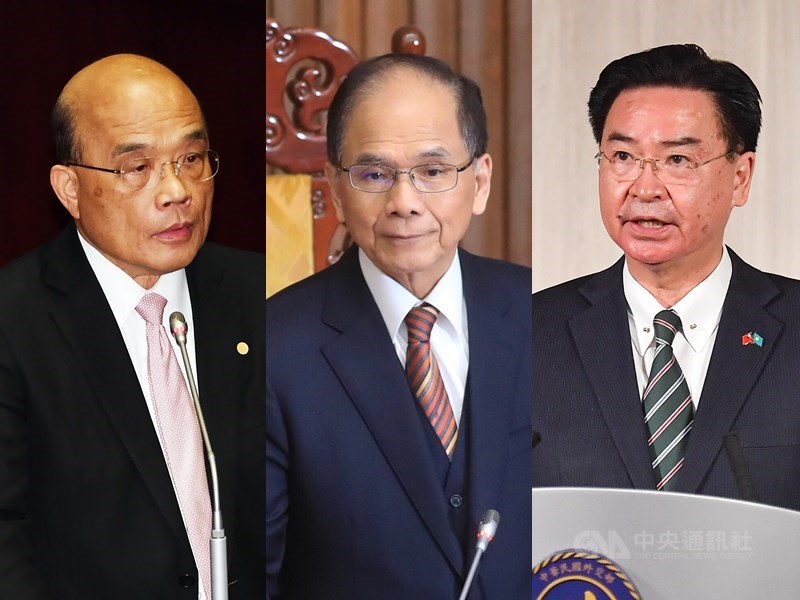 中國大陸國務院台灣事務辦公室發言人朱鳳蓮5日聲稱,陸方依法對「清單在列的台獨頑固分子」實施懲戒,點名行政院長蘇貞昌(左)、立法院長游錫堃(中)、外交部長吳釗燮(右)。(中央社檔案照片)