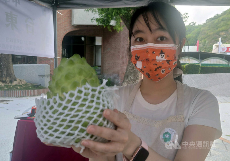 中國暫停輸入台灣釋迦,但台東所產鳳梨釋迦逾9成銷陸,目前鳳梨釋迦果實已開始上市,不少農民感到恐慌。台東縣政府6日轉述縣長饒慶鈴回應表示,縣府定會配合中央行銷措施,盡全力達到最好成效,讓農民安心過年。中央社記者盧太城台東攝 110年11月6日