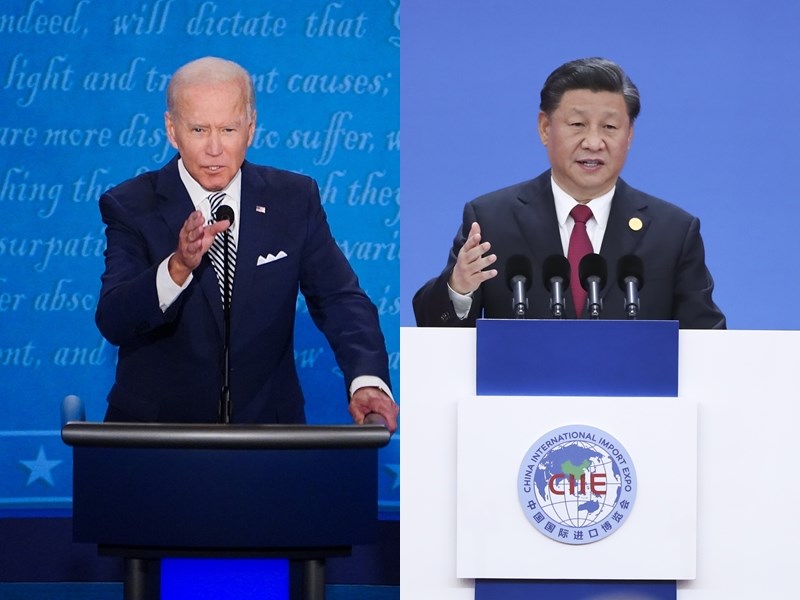 「拜習會」將於美東時間15日登場。美國總統拜登(左)主打「親身外交」,但碰到疫情期間近2年足不出戶的中國國家主席習近平(右),只好退而求其次接受視訊會晤。(左圖取自facebook.com/joebiden,右圖為中新社)