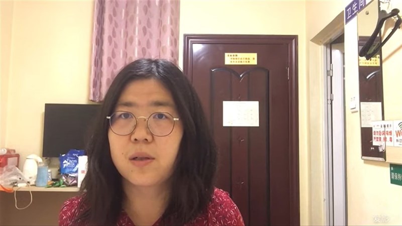 中國公民記者張展因報導武漢COVID-19疫情而入獄,聯合國人權事務高級專員辦事處19日發表談話,呼籲中國立即無條件釋放張展。(圖取自張展YouTube網頁youtube.com)