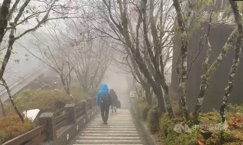 大陸冷氣團南下,位於宜蘭、海拔約1900公尺的太平山國家森林遊樂區1日清晨溫度一度降到攝氏零度,可惜水氣不足未降雪,也未出現霧淞,只見濃霧。(林務局羅東林管處提供)中央社記者沈如峰宜蘭縣傳真 110年12月1日