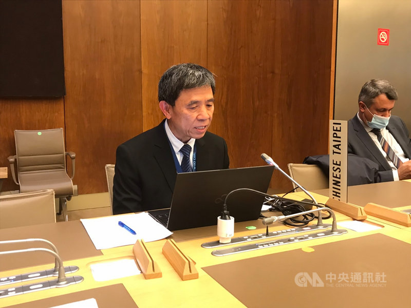 中華民國常駐世界貿易組織代表羅昌發2日在世貿會議上致詞表示,世貿完成制訂服務業國內規章倡議談判,台灣將與所有會員國配合,展開隨後的承諾表認證程序。(常駐世貿代表團提供)中央社記者唐佩君布魯塞爾傳真 110年12月3日
