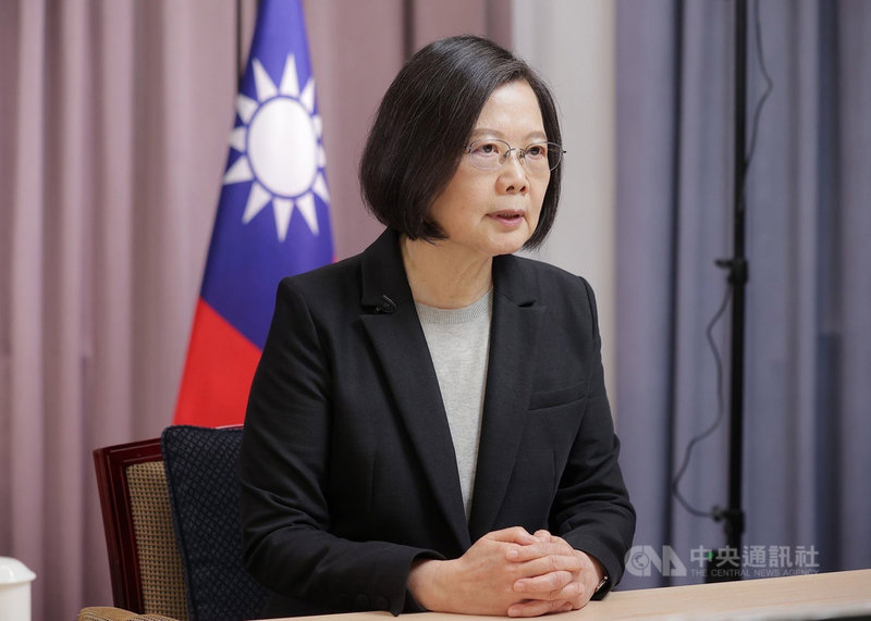 總統蔡英文5日為歐洲台灣協會聯合總會110年年會錄製致詞影片。(總統府提供)中央社記者葉素萍傳真 110年12月5日