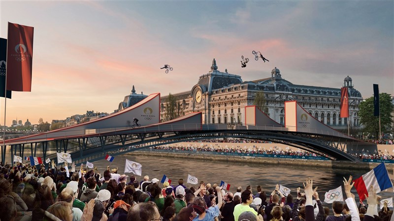 巴黎奧運開幕典禮將在2024年7月26日於塞納河上登場，打破長年來夏季奧運在體育館舉行開幕式的傳統。圖為巴黎奧運組委會公布開幕式模擬照。（圖取自twitter.com/jeuxolympiques）